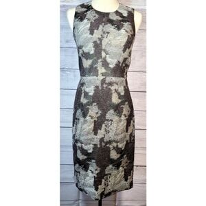 Banana Republic Shealth Dress Size 0 Brown Multicolor Sleeveless Wool Blend